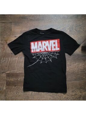 Marvel Black Shirt with Red Logo and White Web
